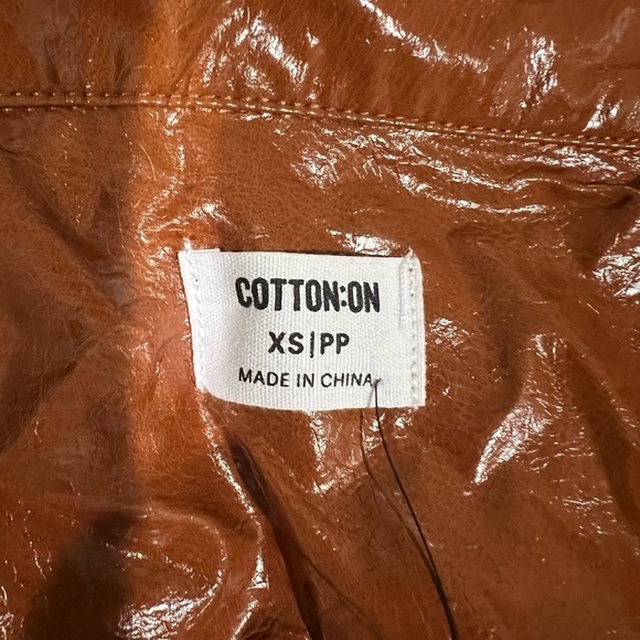Cotton On Brown Vegan Leather Shirt - Picture 5 of 7